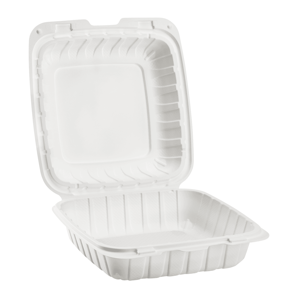 1oz White PP Plastic Hinged Lid Containers (White Hinged Cap) - White BPA Free