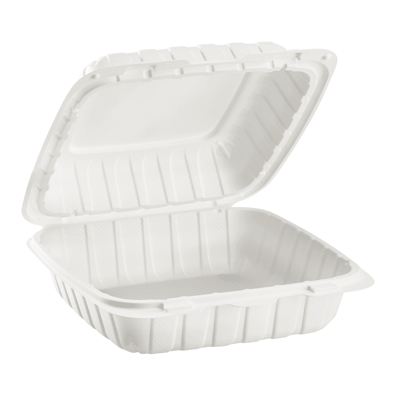4 oz White PP Plastic Hinged Lid Containers (White Hinged Cap) - 2924B29WHT