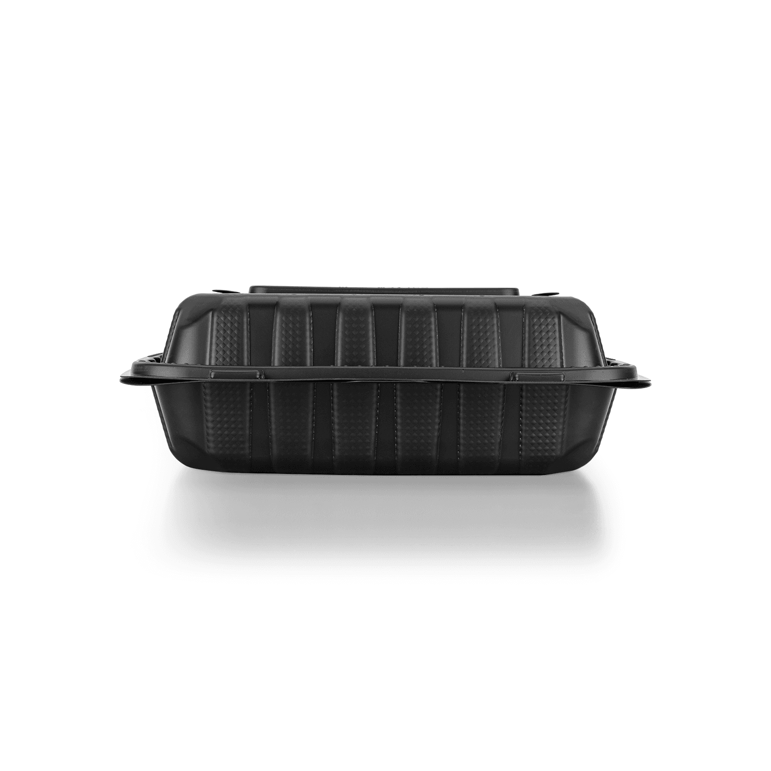 Karat Earth 8" x 8" Mineral Filled PP Hinged Container, Black, 3 compartments - 200 pcs