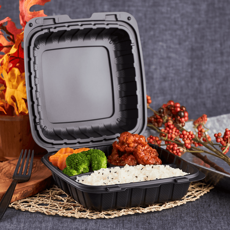 Compostable Square Hinged Clamshell Take Out Food Containers 8x8 - Heavy  Duty Quality Disposable to go Containers, Single Compartment Eco-Friendly 