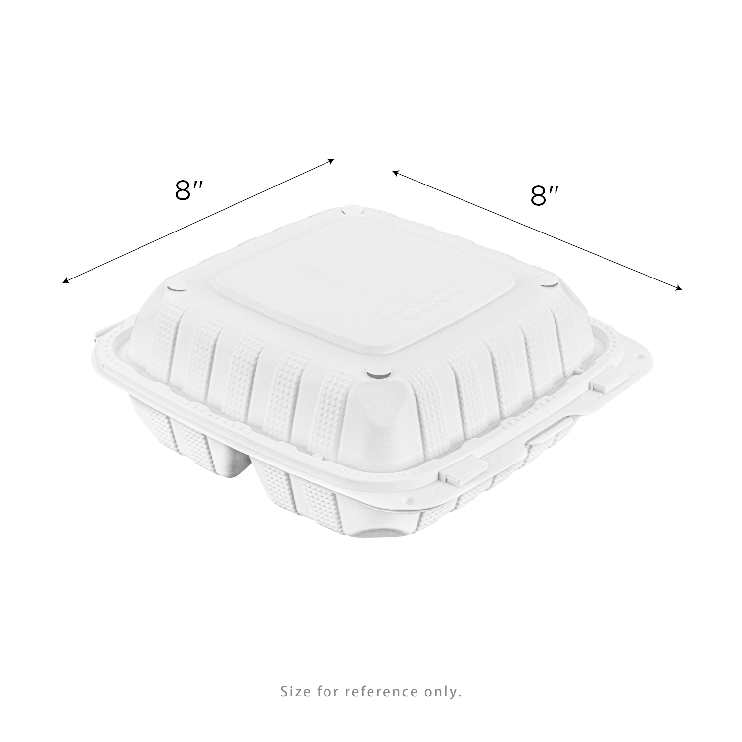 Karat Earth 8" x 8" Mineral Filled PP Hinged Container, White, 3 compartments - 200 pcs