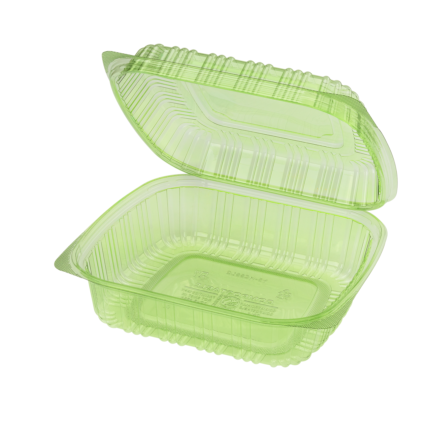 Karat Earth 8''x8'' PLA Hinged Containers, Green - 250 pcs