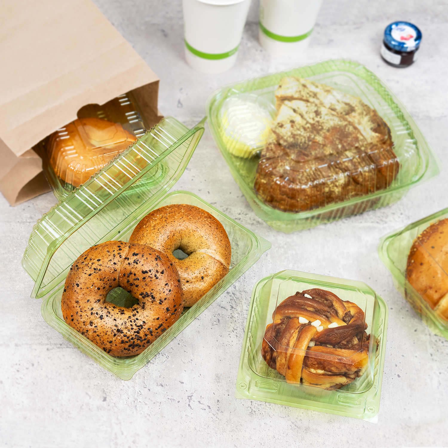 Karat Earth 8''x8'' PLA Hinged Containers, Green - 250 pcs