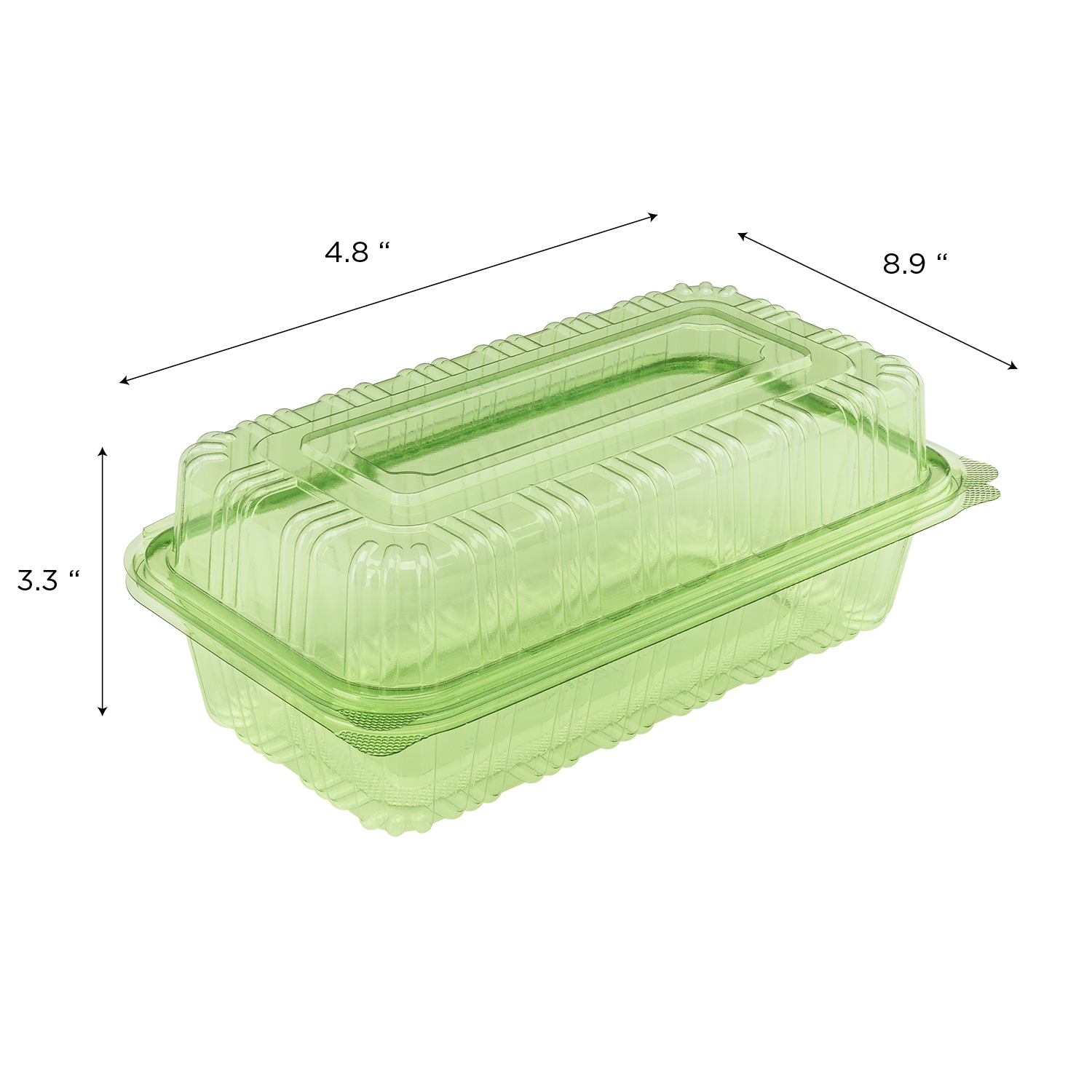 Karat Earth 9''x5'' PLA Hinged Containers, Green - 250 pcs