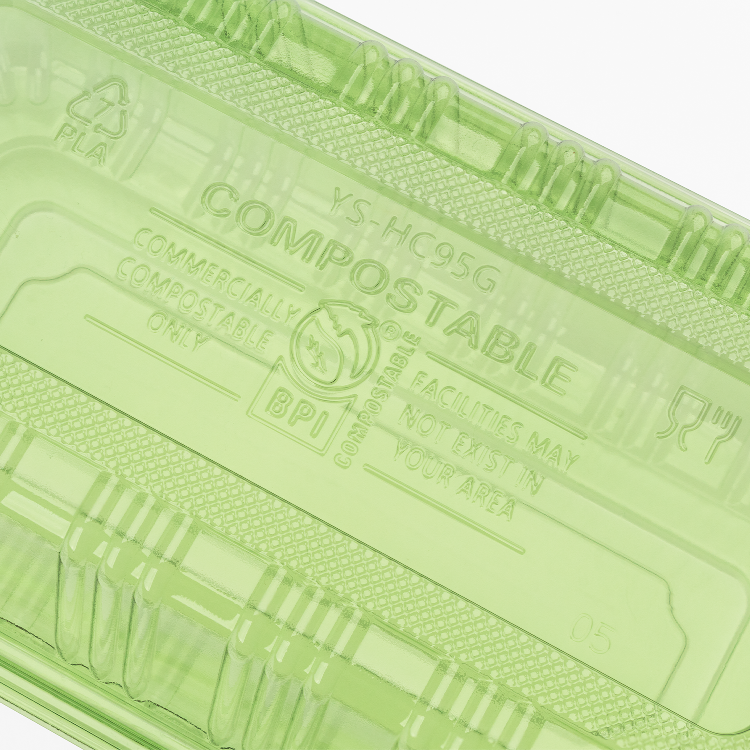 Karat Earth 9''x5'' PLA Hinged Containers, Green - 250 pcs