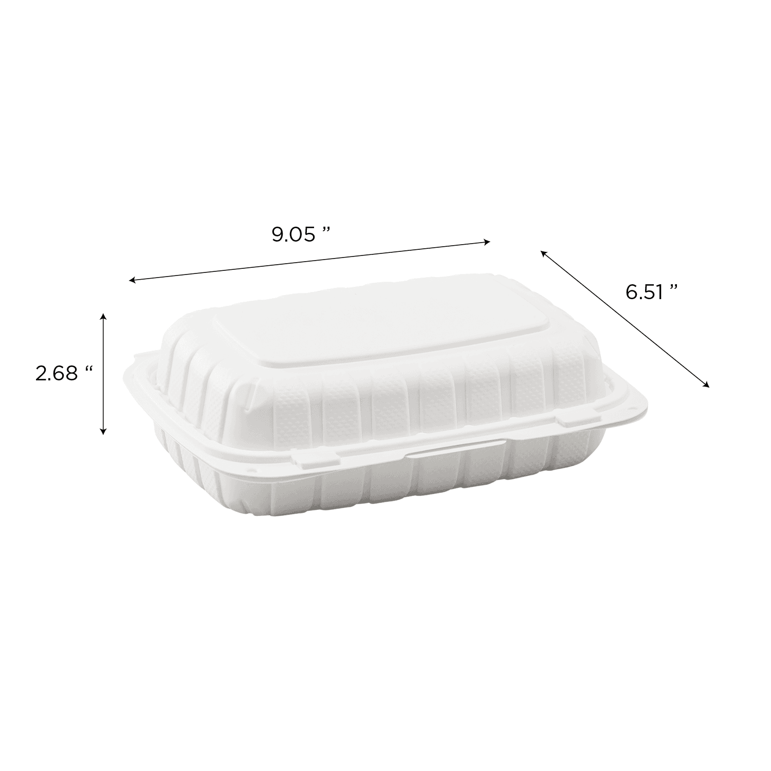 Karat Earth 9" x 6" Mineral Filled PP Hinged Container, White - 250 pcs