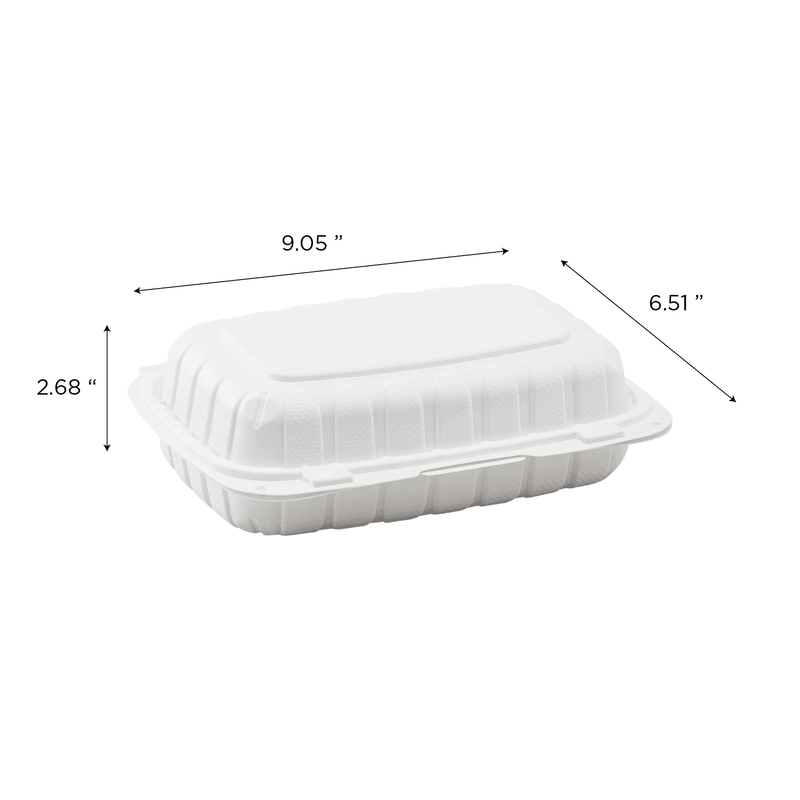 HUBERT Reusable Takeout Container 3 Compartment Polypropylene - 9L x 9W x  3 1/8H