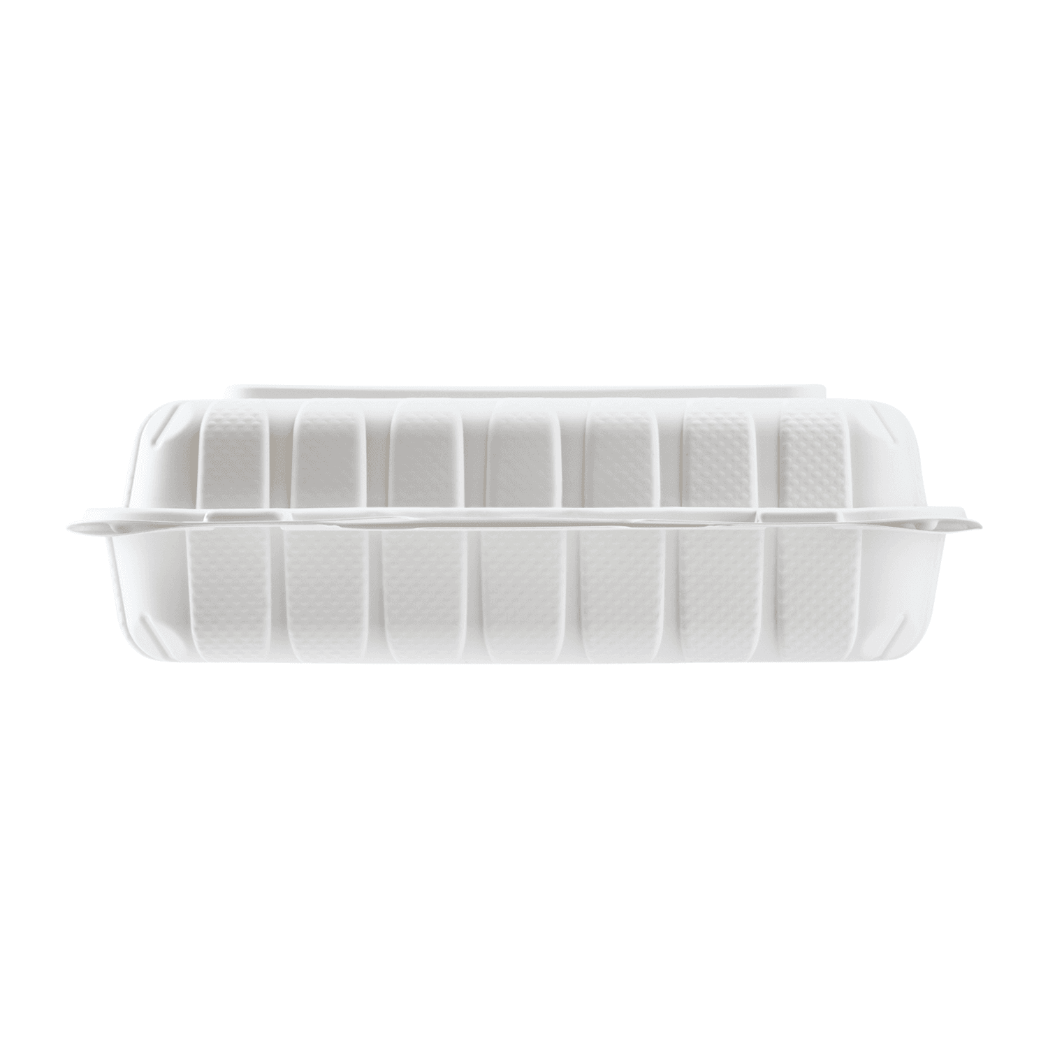White 9 by 6 hinged food container