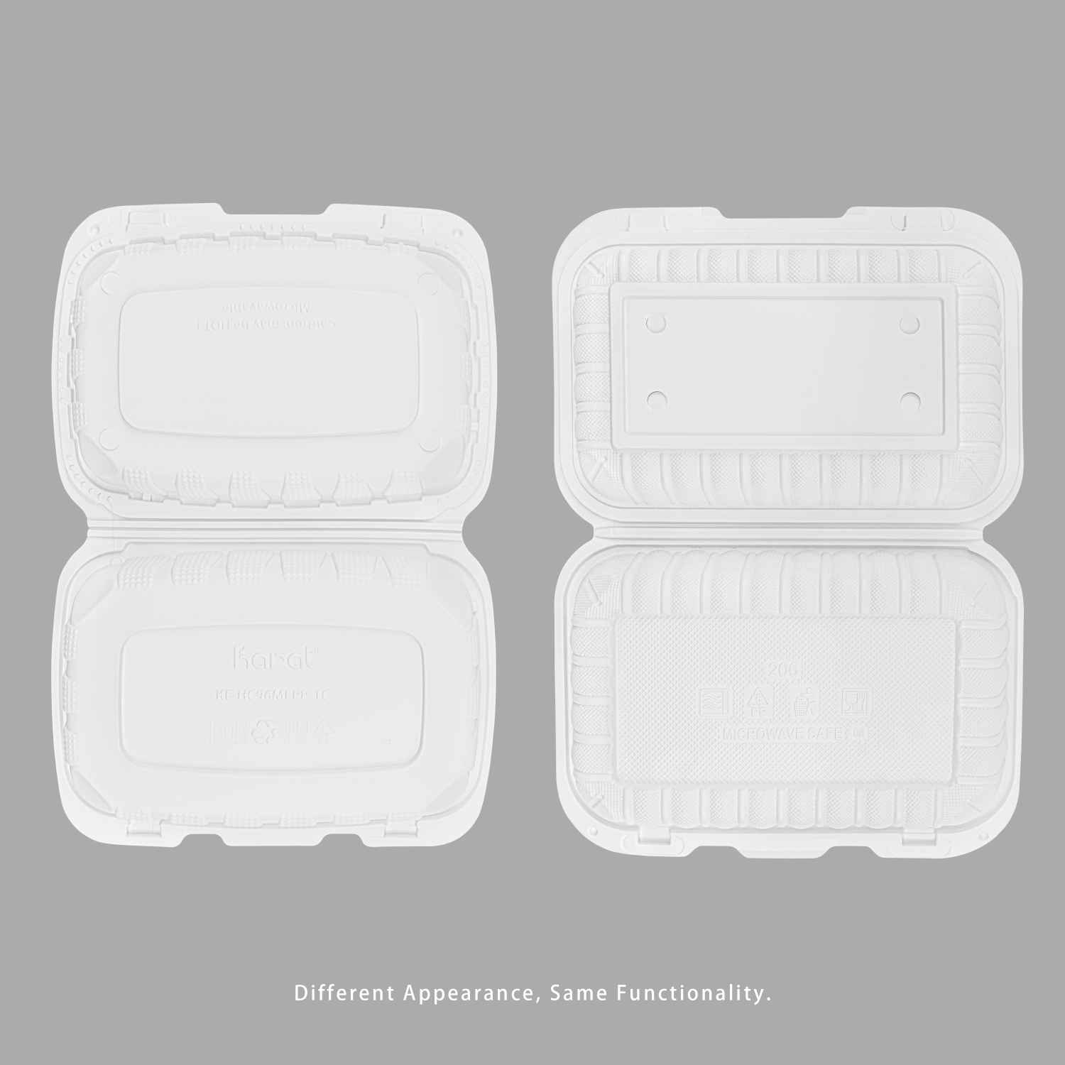 Karat Earth 9" x 6" Mineral Filled PP Hinged Container, White - 250 pcs