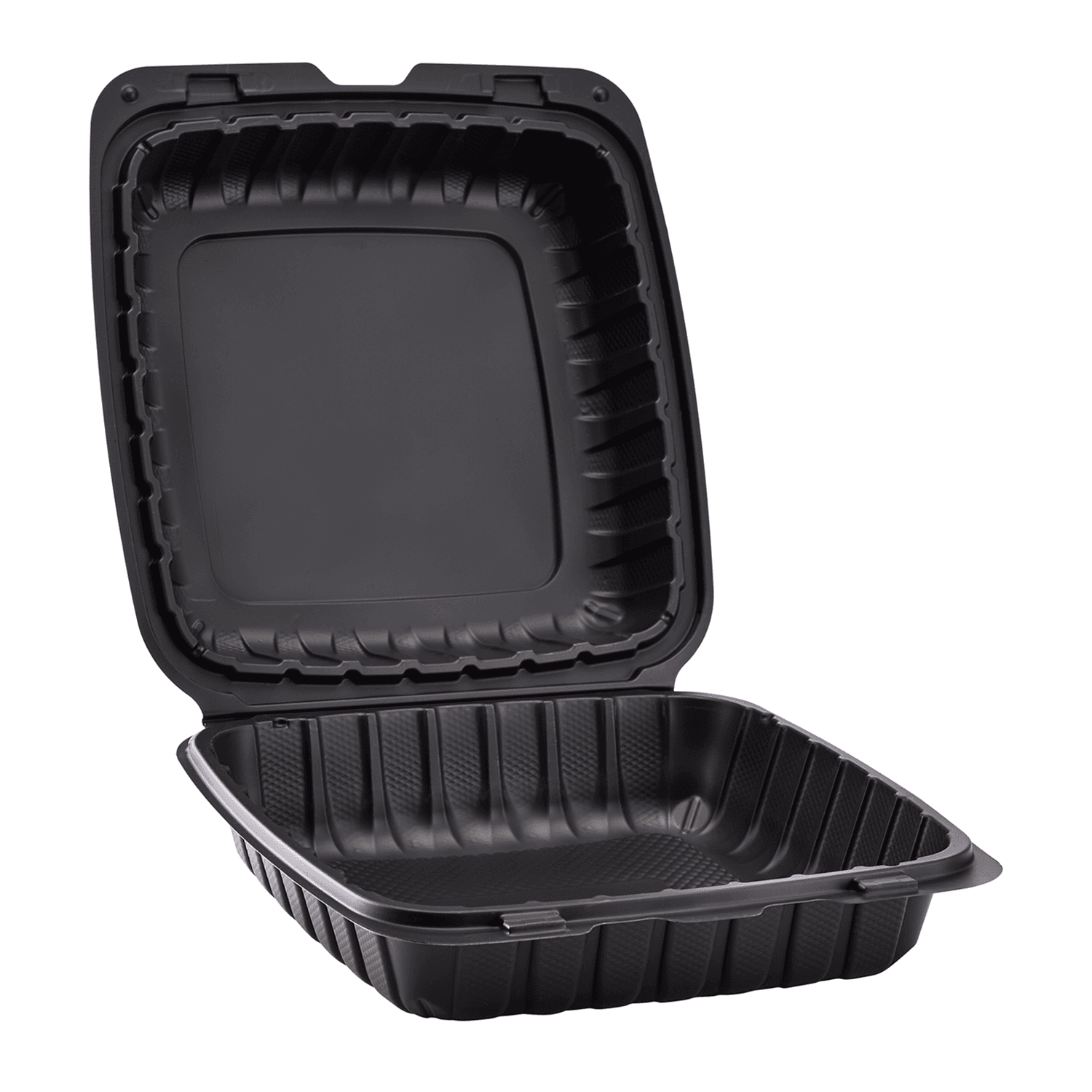 Karat Earth 9" x 9" Mineral Filled PP Hinged Container, Black - 120 pcs