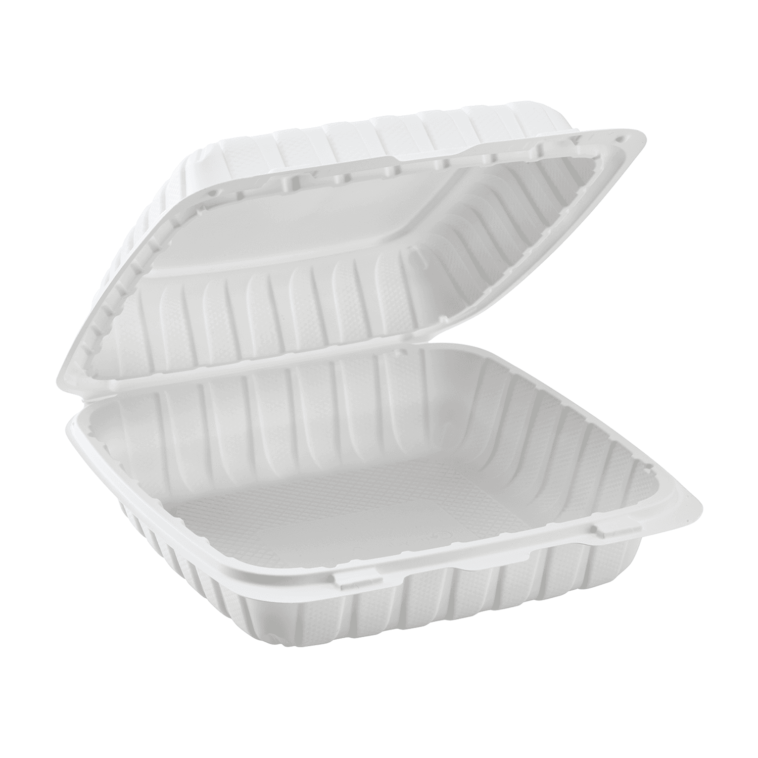 Karat Earth 9" x 9" Mineral Filled PP Hinged Container, White - 120 pcs