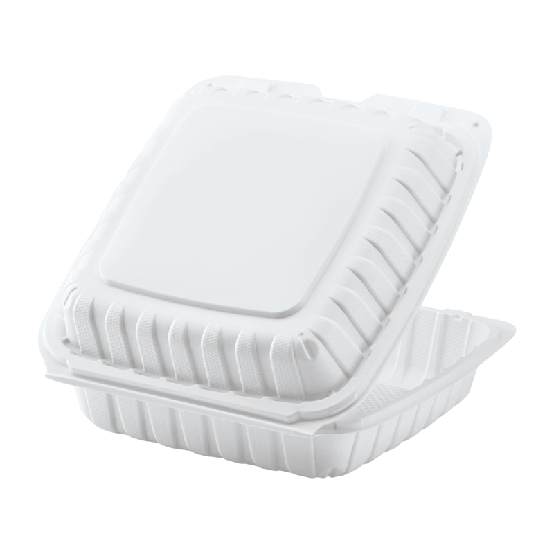 Karat Earth 9" x 9" Mineral Filled PP Hinged Container, White - 120 pcs