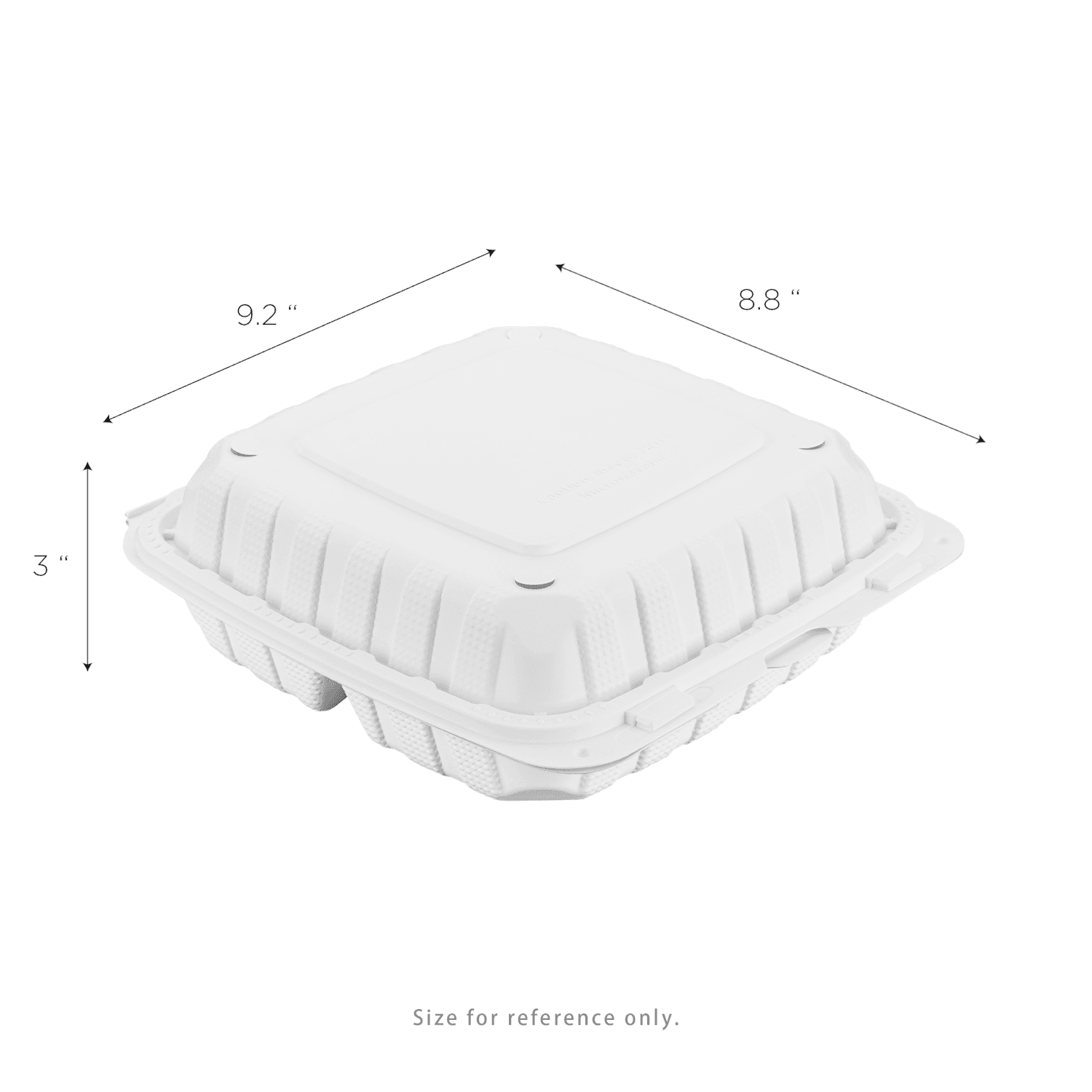 Karat Earth 9" x 9" Mineral Filled PP Hinged Container, White, 3 compartments, - 120 pcs