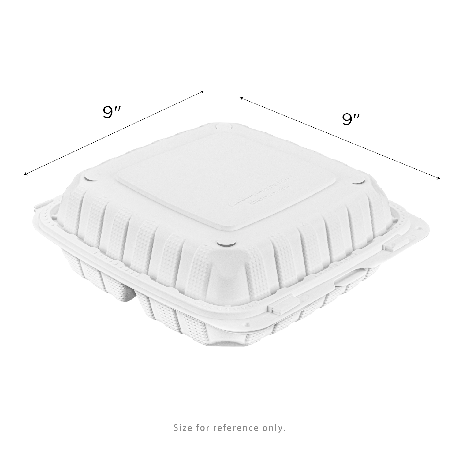 Karat Earth 9" x 9" Mineral Filled PP Hinged Container, White, 3 compartments, - 120 pcs