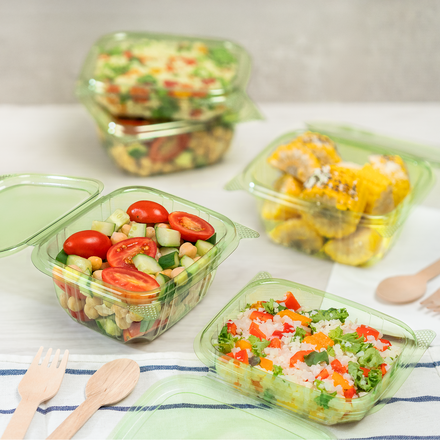 Karat Earth 16oz PLA Hinged Deli Container, Green - 200 pcs