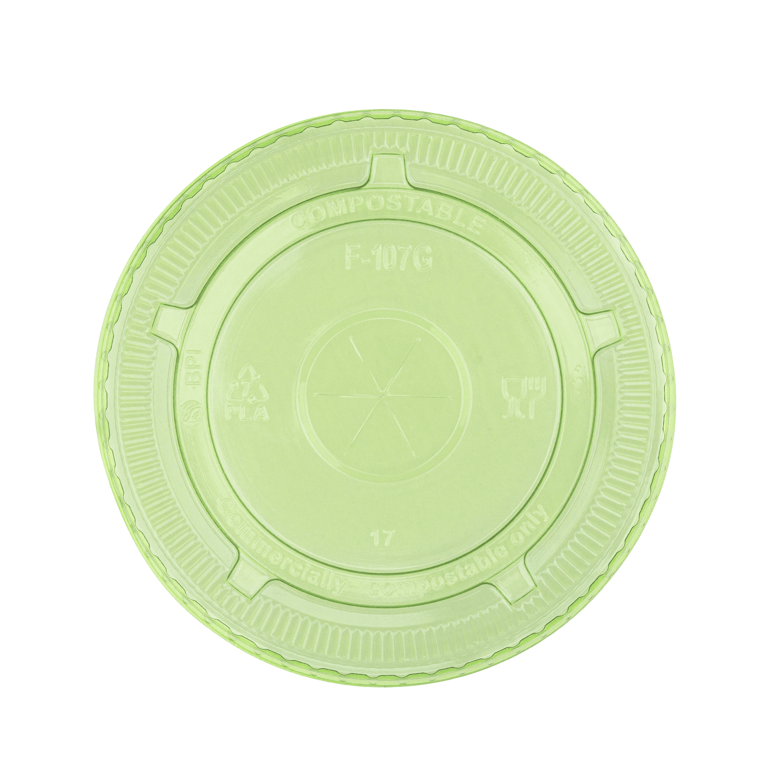 Karat Earth 107mm PLA Flat Lids for 32oz Cold Cups, Green - 500 pcs