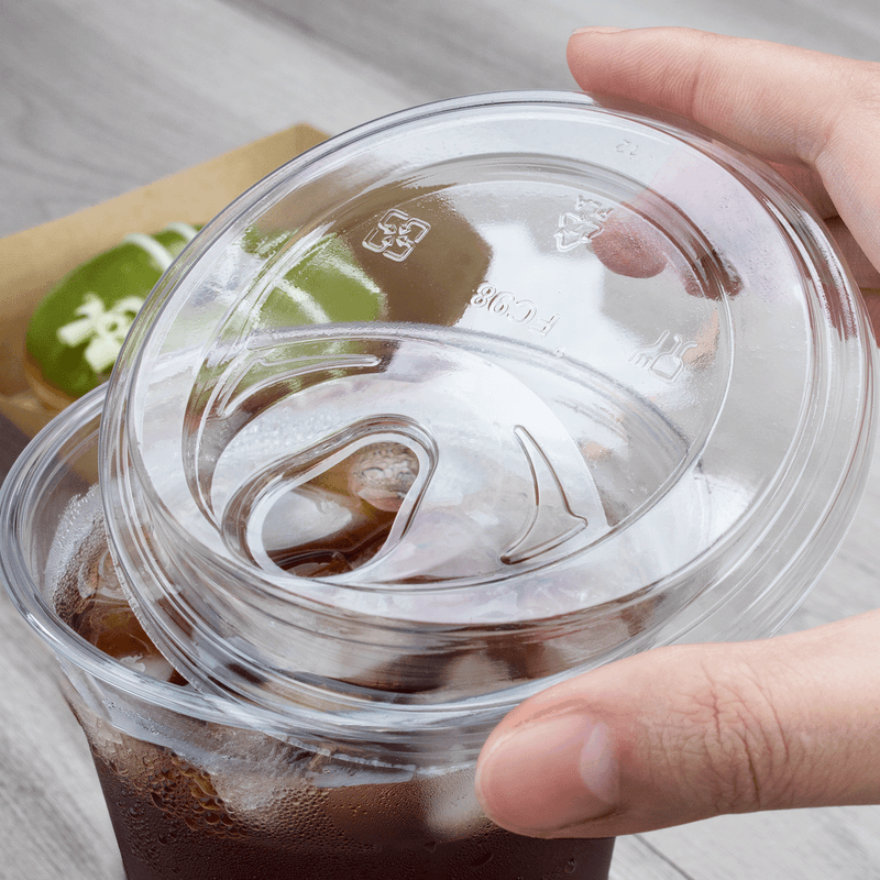 Karat Strawless Sipper lids for 12-24oz PET Plastic cup - 98mm