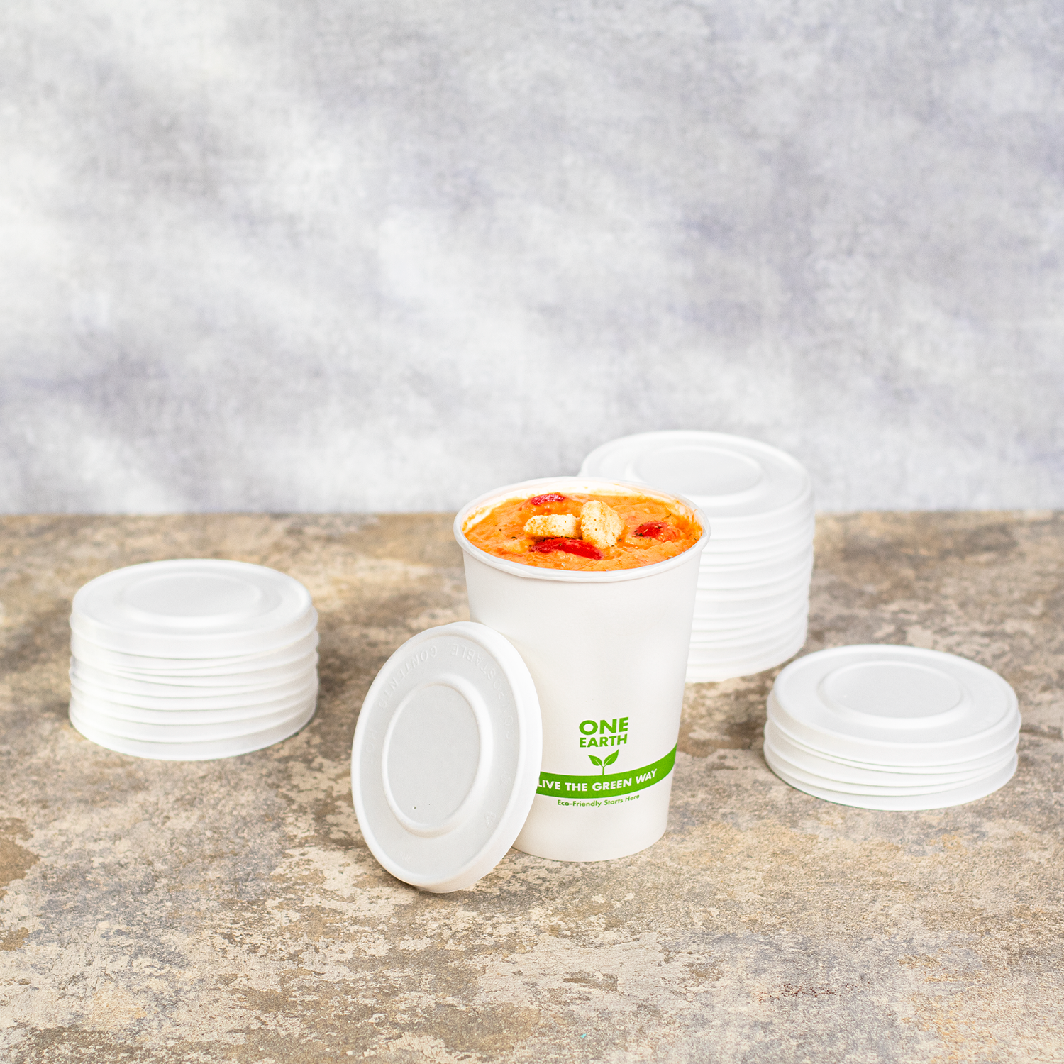 Karat Earth Compostable Fiber Paper Flat lid for 12-16 oz Paper Food Container & 24-32 oz Gourmet Food Container (114.6mm) - 500 pcs