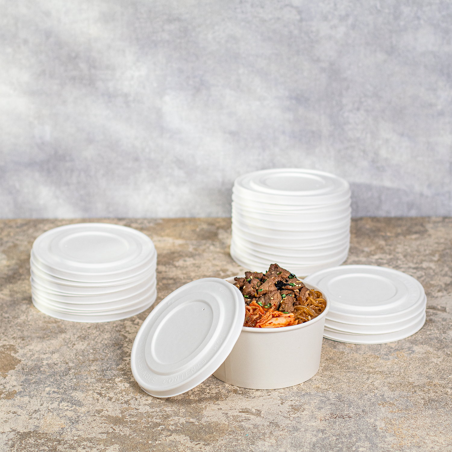 Karat Earth 142mm Compostable Fiber Paper Flat lid for 24-32 oz Paper Food Container - 600 pcs