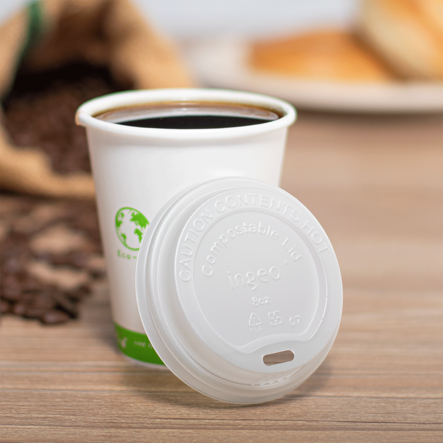 Karat Earth 80mm Compostable Sipper Dome Lids for 8oz Hot Cups - 1,000 pcs