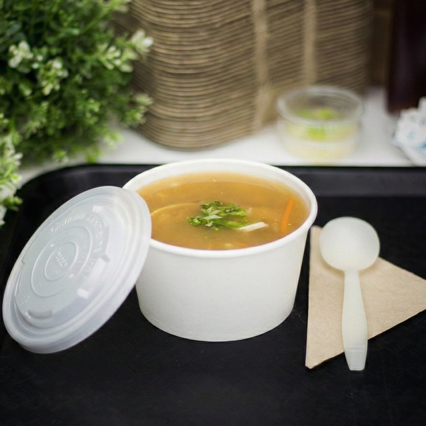 Karat Earth 16oz Eco-Friendly Paper Food Containers (114.6mm), White - 500 pcs