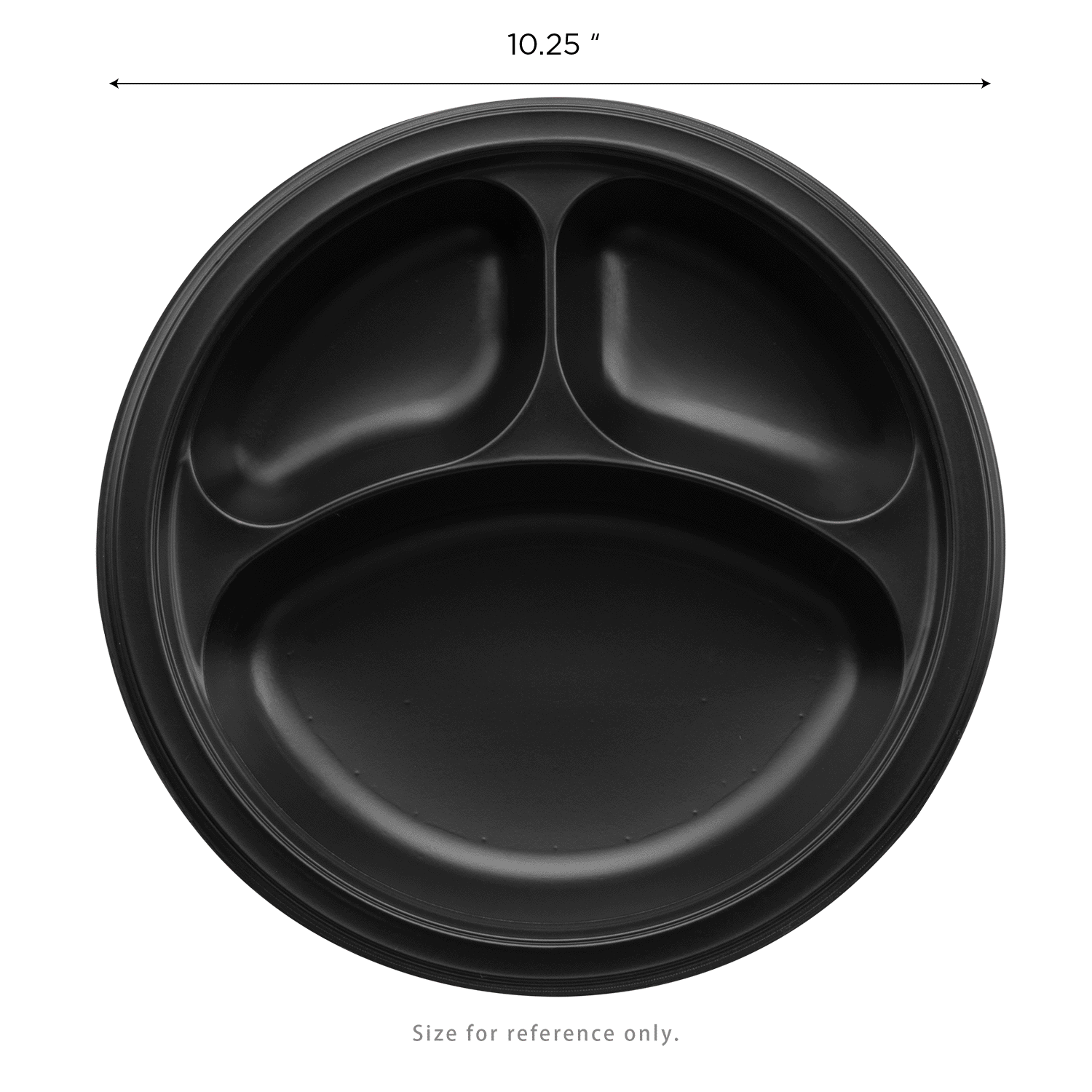 Karat Earth 10.25" Mineral Filled PP Round Plate, Black, 3 compartments - 500 pcs