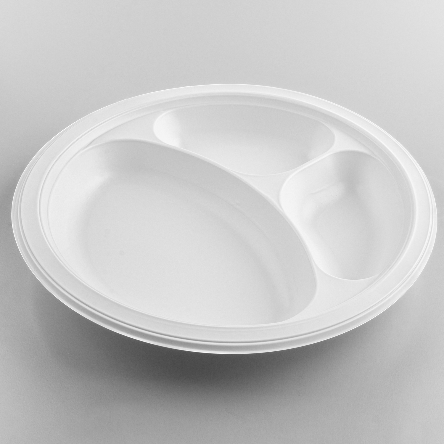 Karat Earth 10.25" Mineral Filled PP Round Plate, White, 3 compartments - 500 pcs