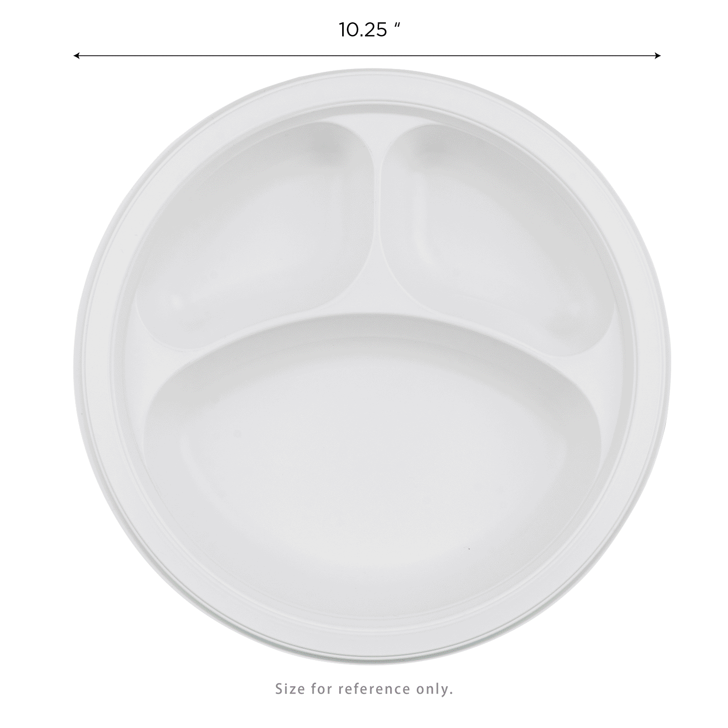 Karat Earth 10.25" Mineral Filled PP Round Plate, White, 3 compartments - 500 pcs