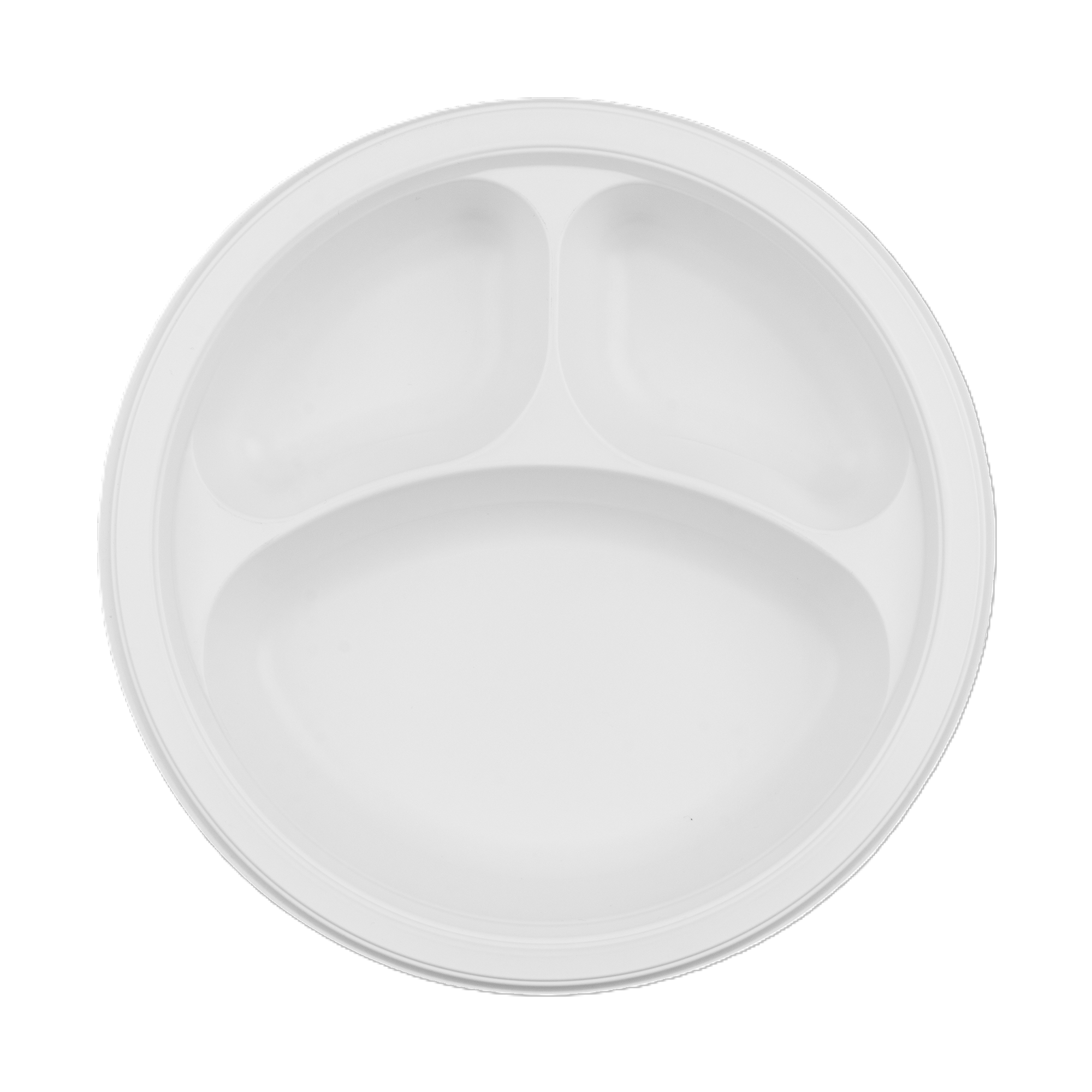 Karat Earth 3 Compartments, 10.25" Mineral Filled PP Round Plates, White - 500 pcs