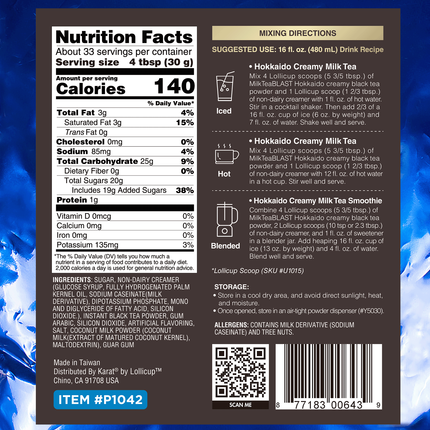 MilkTeaBLAST Hokkaido Creamy Milk Powder - Bag (2.2 lbs)