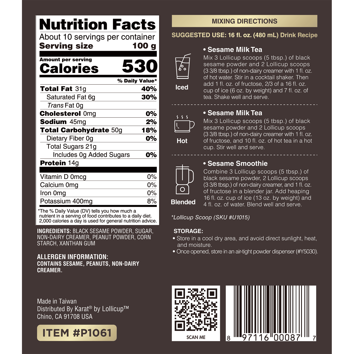 Black Sesame Powder - Bag (2.2 lbs)