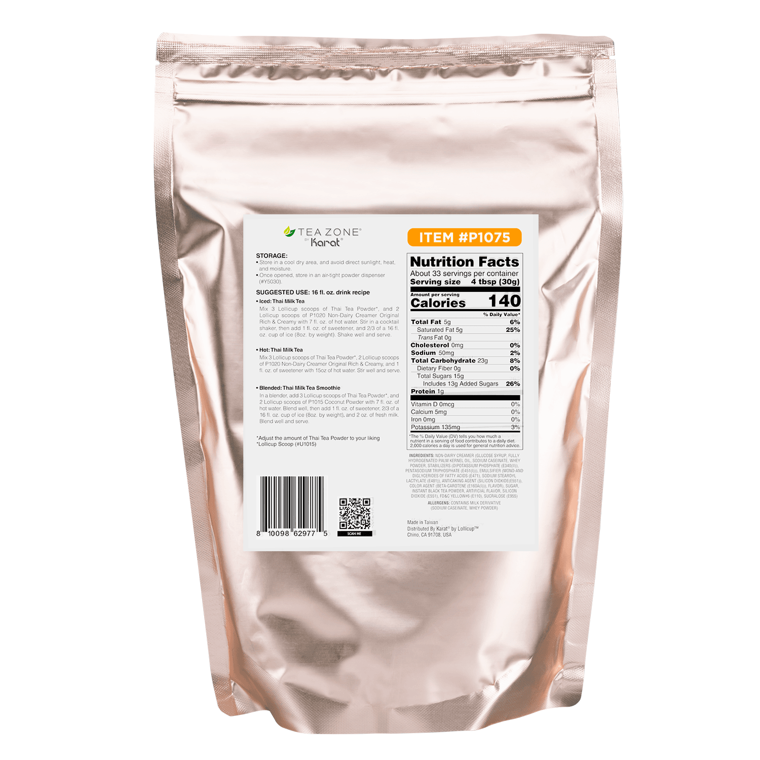 Tea Zone Thai Tea Powder - Bag (2.2 lbs)