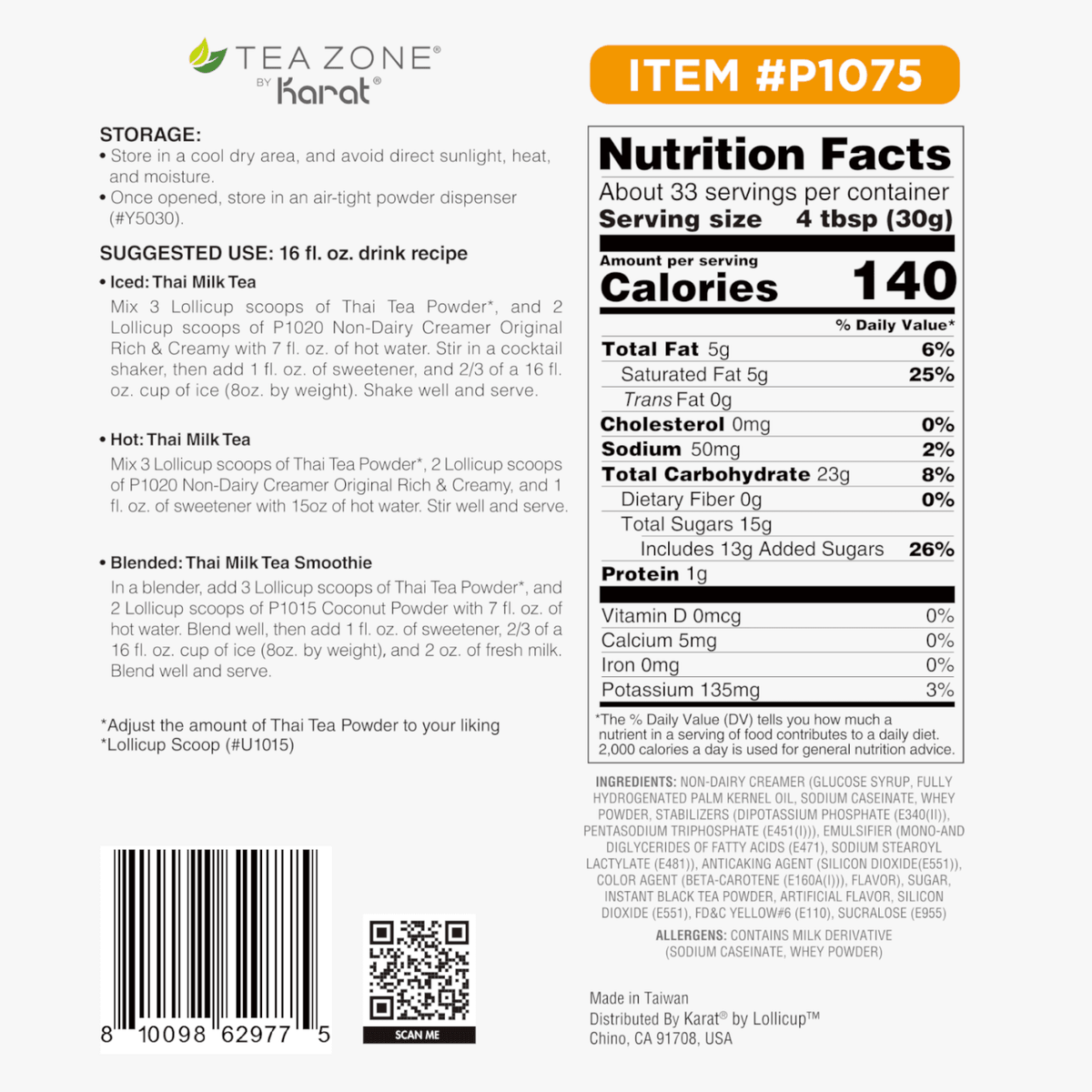 Thai Tea Powder - Bag (2.2 lbs) – LollicupStore