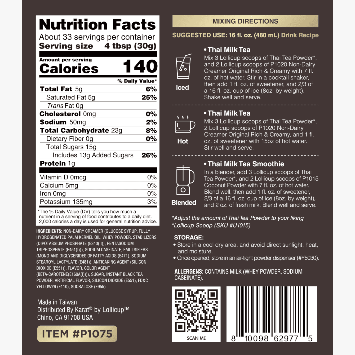 Thai Tea Powder - Bag (2.2 lbs)