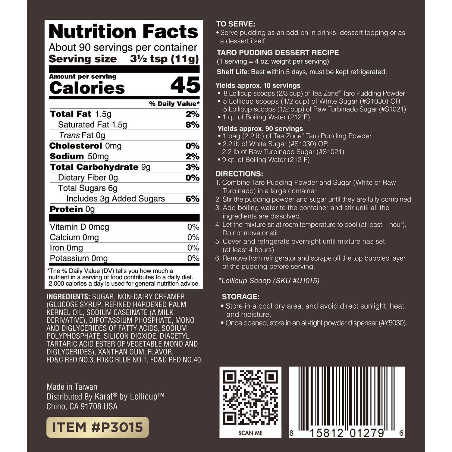 Taro Pudding Mix Powder - Bag (2.2 lbs)