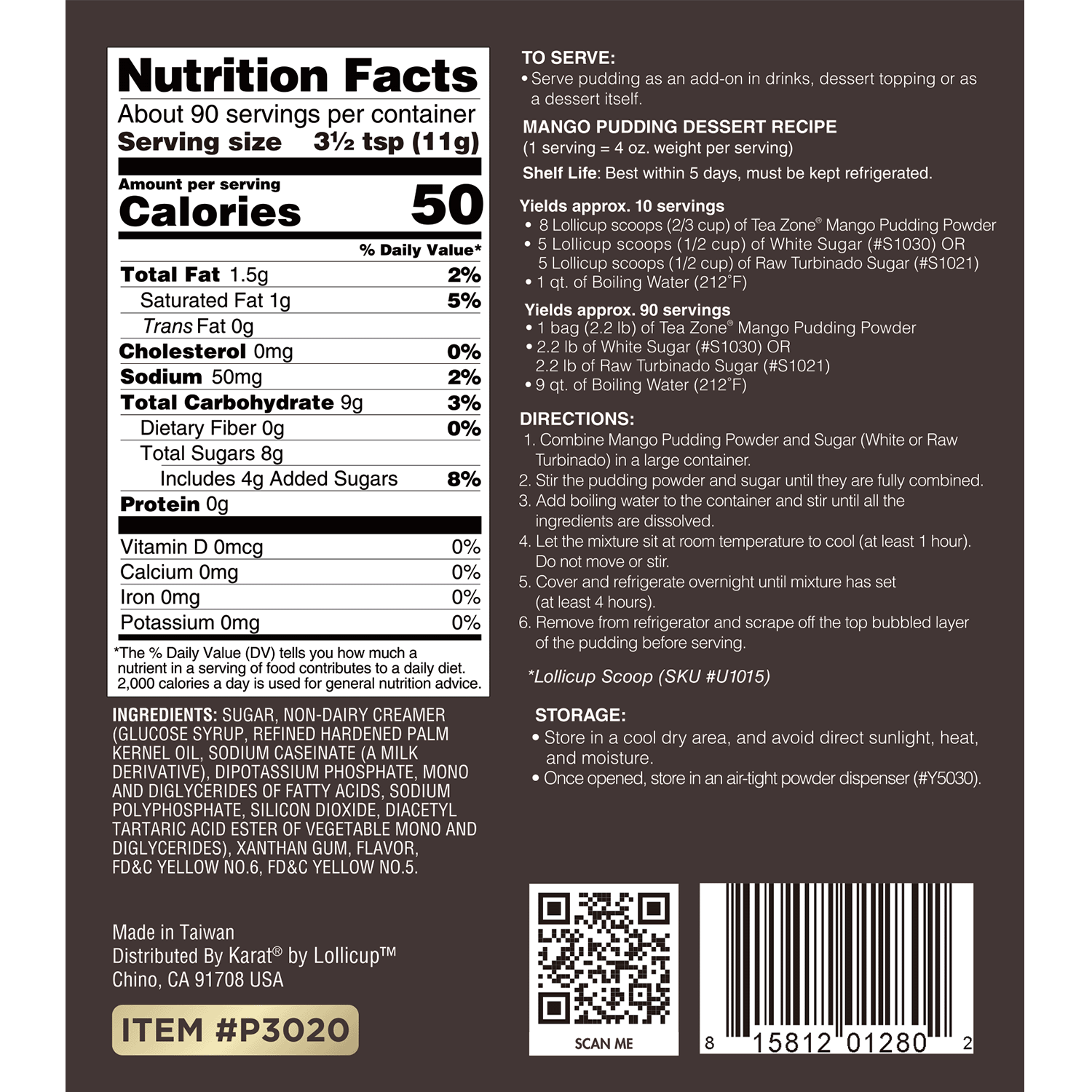 Mango Pudding Mix Powder - Bag (2.2 lbs)