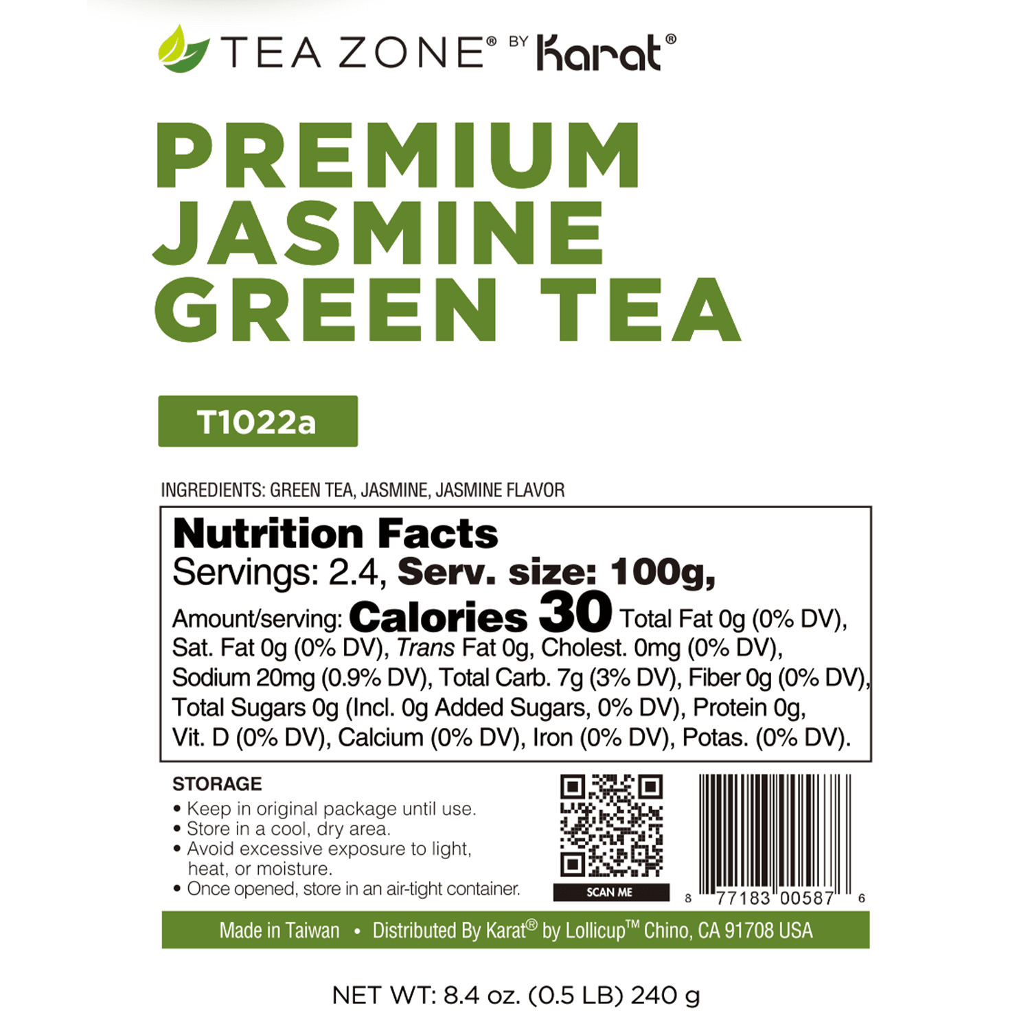Premium Jasmine Green Tea Leaves - Bag (8.46oz) – LollicupStore Premium Jasmine Green Tea Leaves - Bag (8.46oz) – LollicupStore