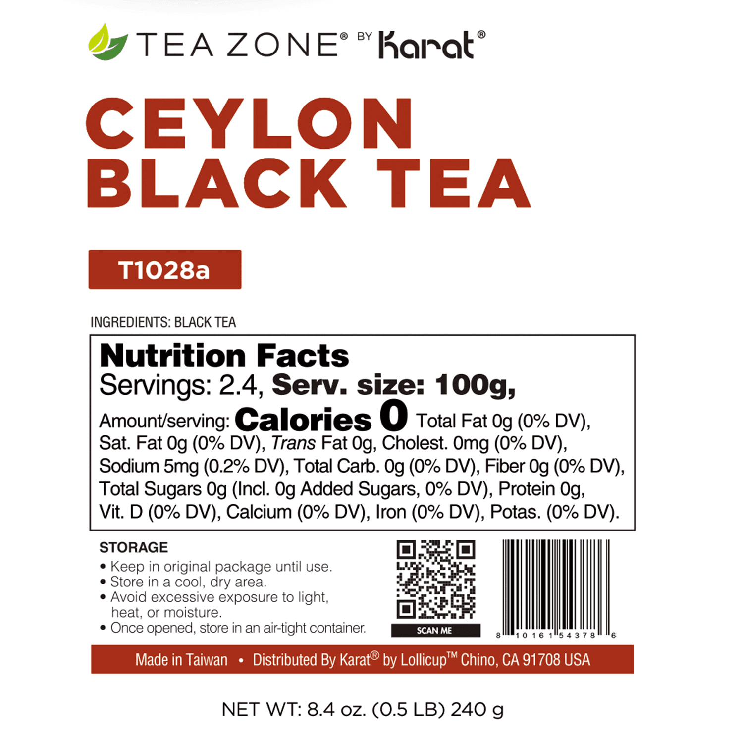 Tea Zone Ceylon Black Tea Leaves - Bag (8.4 oz)