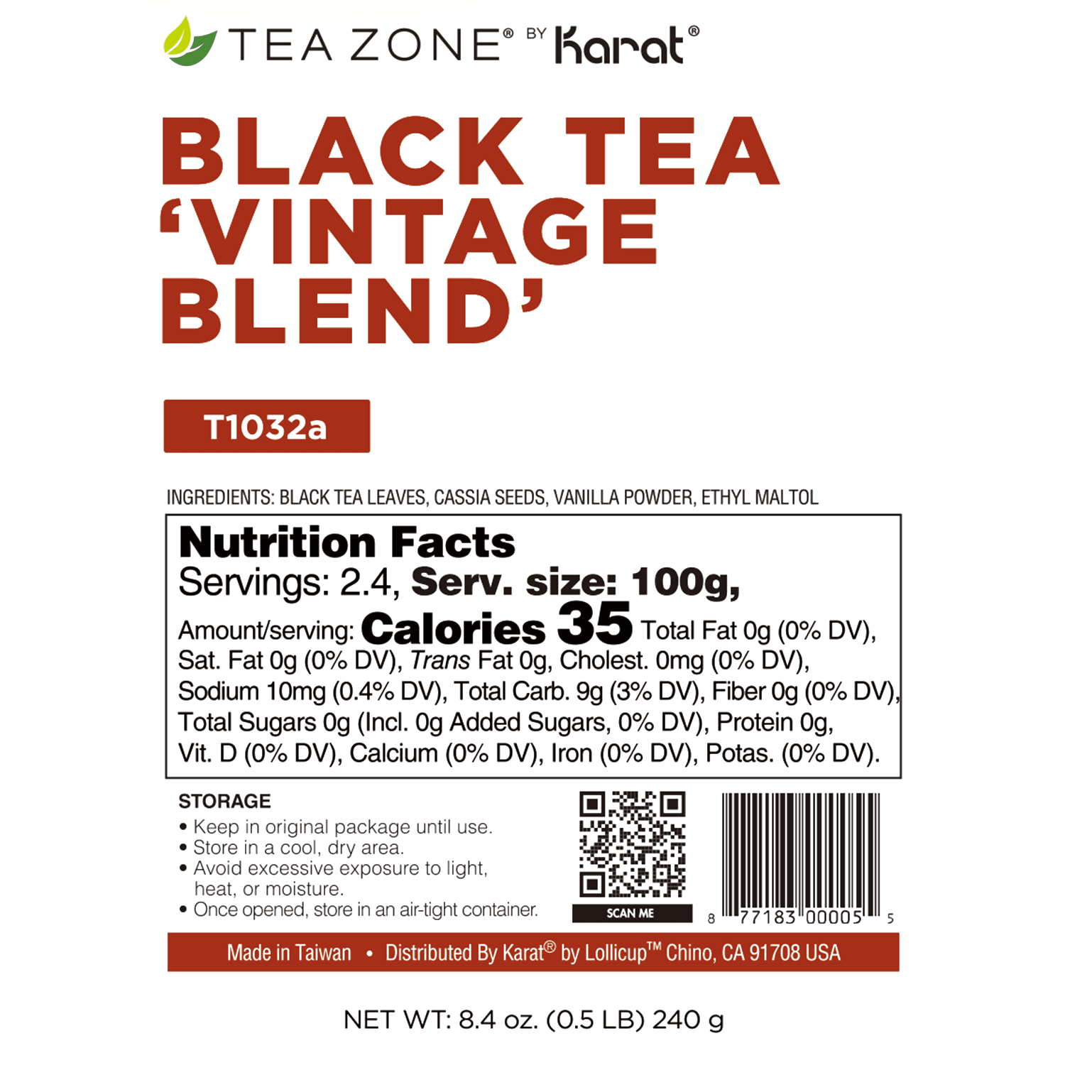 Vintage Blend Black Tea Leaves - Case of 25 bags