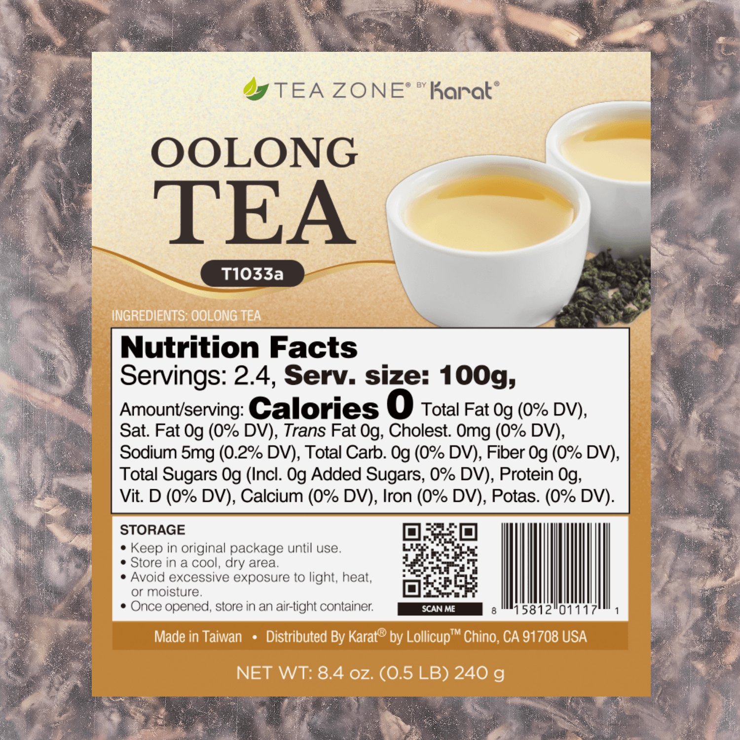 Tea Zone Oolong Tea Leaves - Case of 25 bags