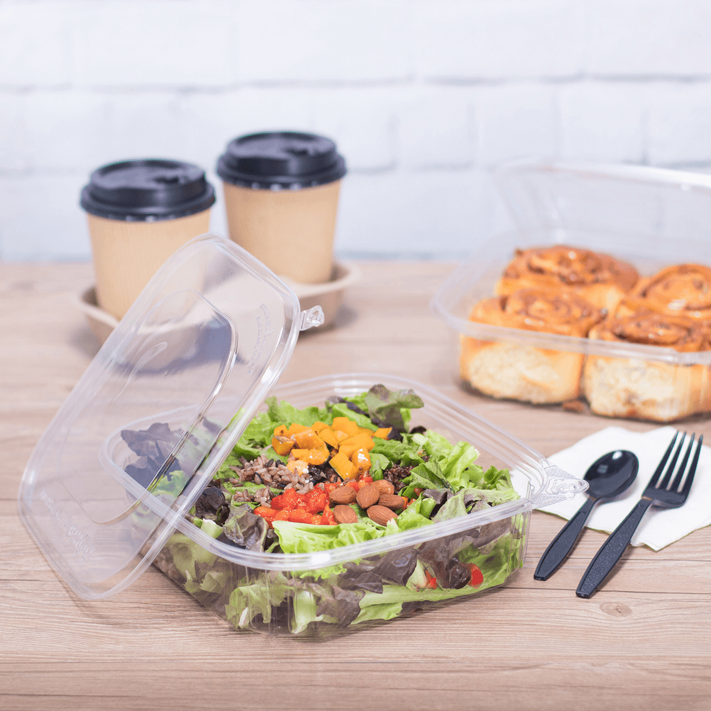 [120 sets] 48 oz PET Tamper Resistant Deli Containers with Flat Lid ...