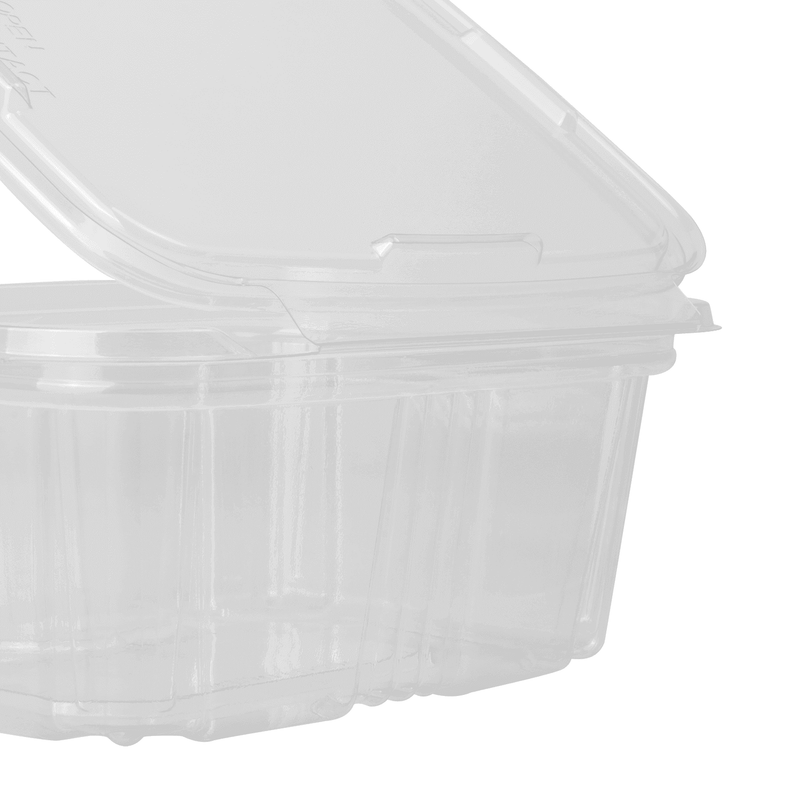 Karat 16 oz Pet Plastic Tamper Resistant Hinged Deli Container with Lid - 200 Pcs