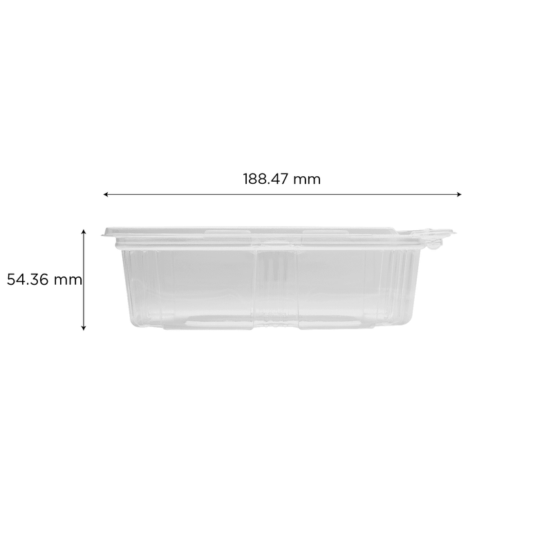 Choice 24 oz. Clear RPET Tall Hinged Deli Container - 200/Case
