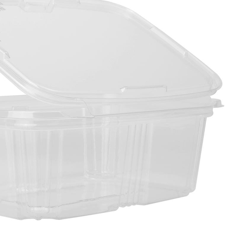 Tamper Tek 32 oz Rectangle Clear Plastic Container - with Hinged