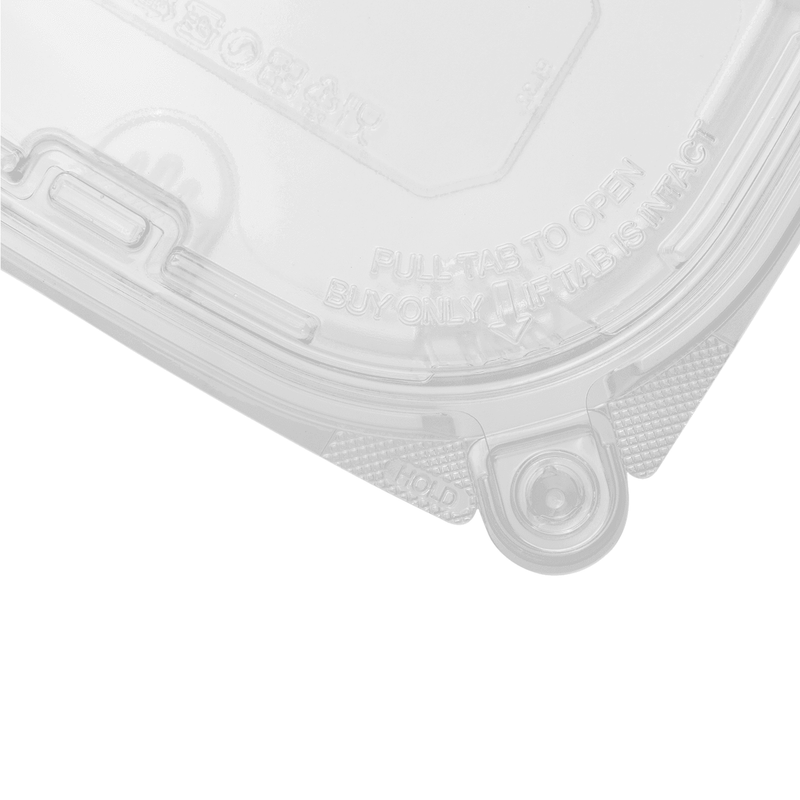 Tamper Tek 64 oz Rectangle Clear Plastic Container - with Hinged Lid, Tamper-Evident - 8 1/4 inch x 7 1/2 inch x 3 1/4 inch - 100 Count Box