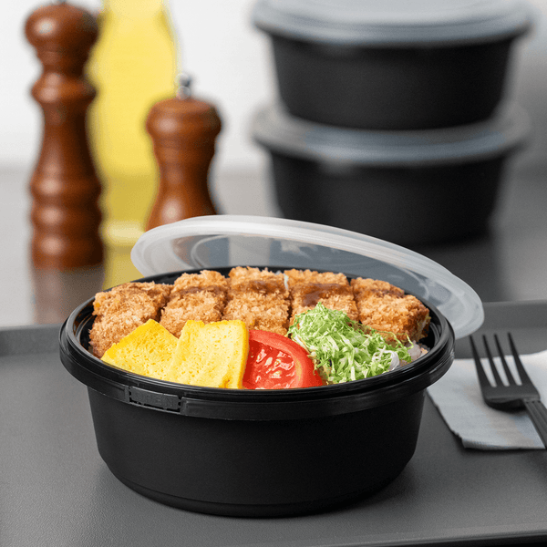 Karat Injection Black Moldable Tamper Food Container with Clear Lid