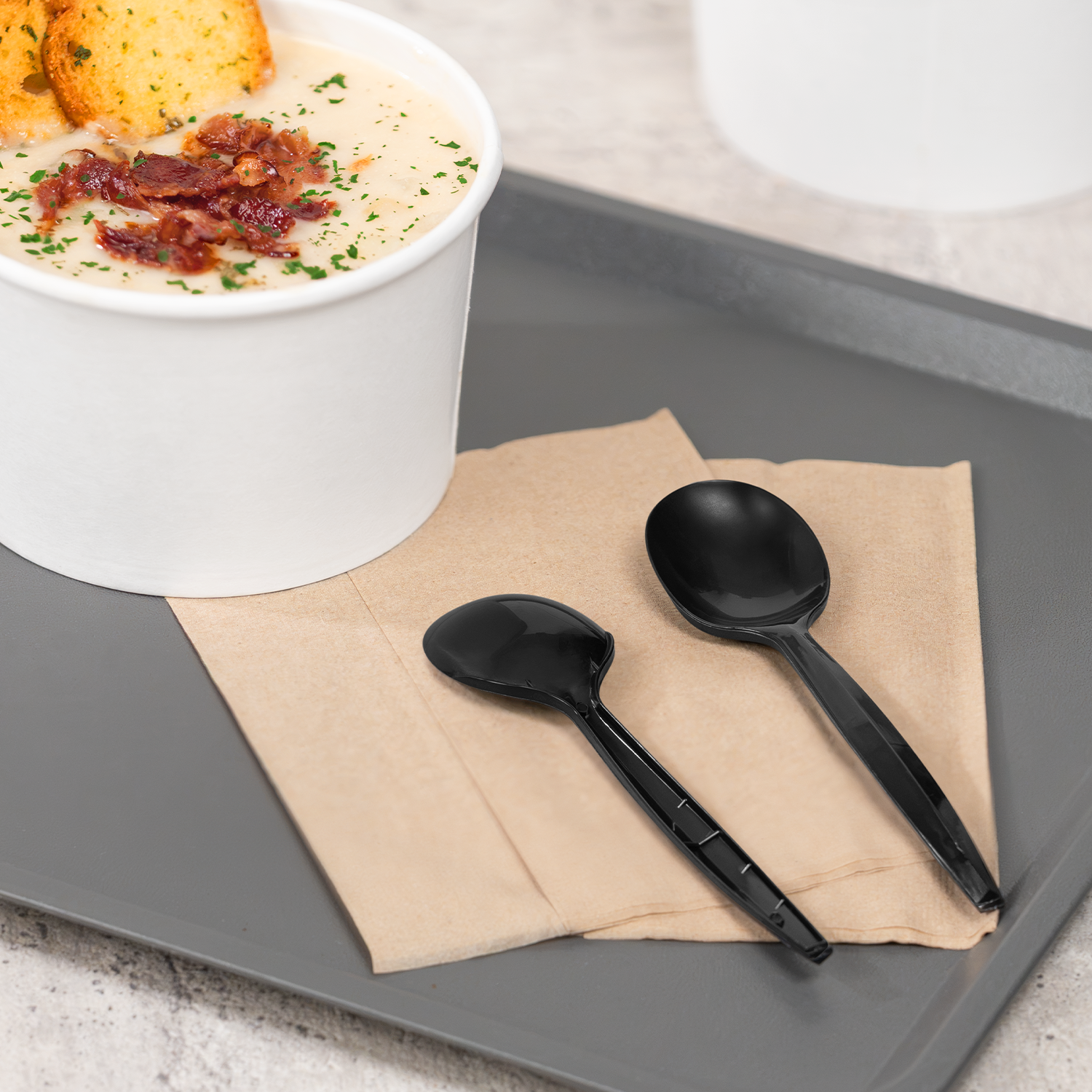 [1,000 ct] Med-Heavy Weight Asian Soup Spoon, Black