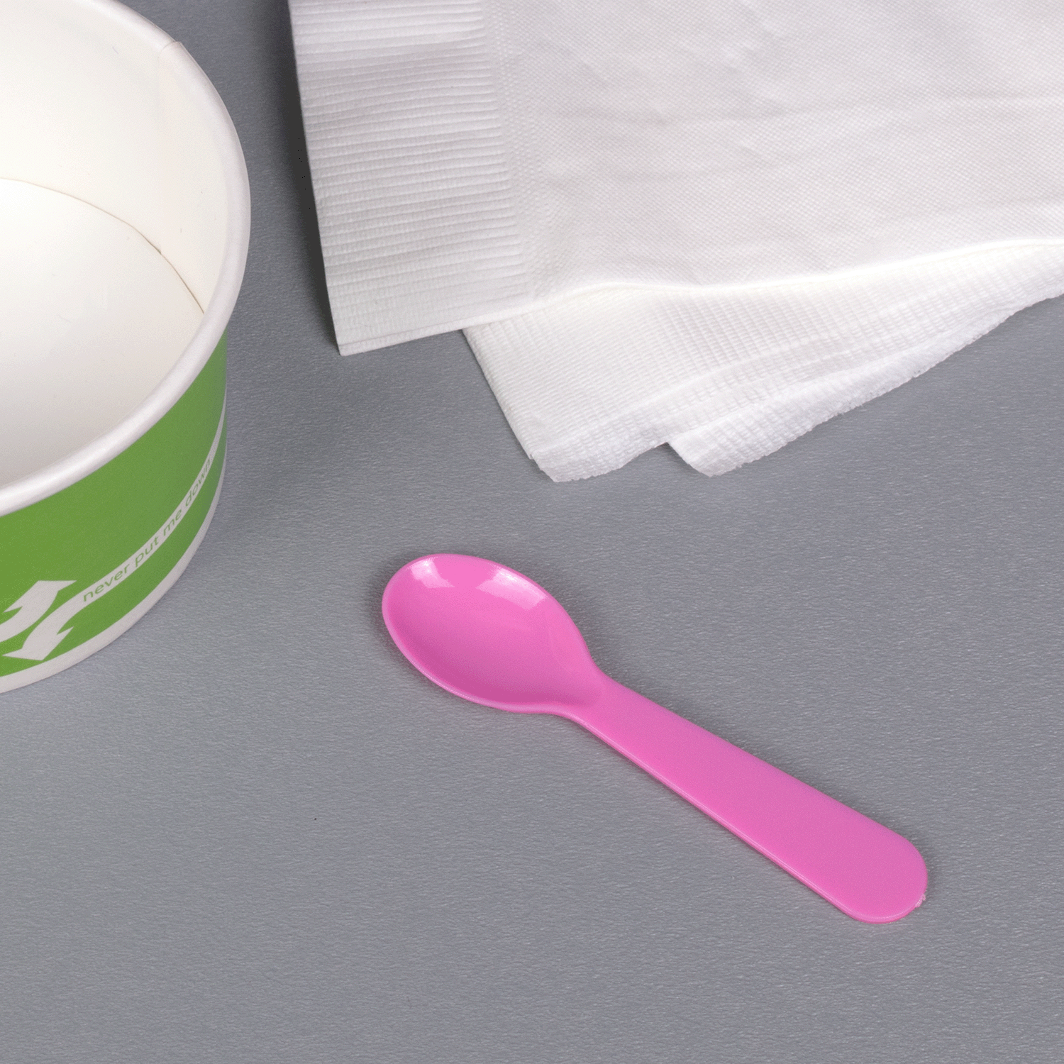 [4,000 ct] PS Plastic Tasting Spoon, Pink