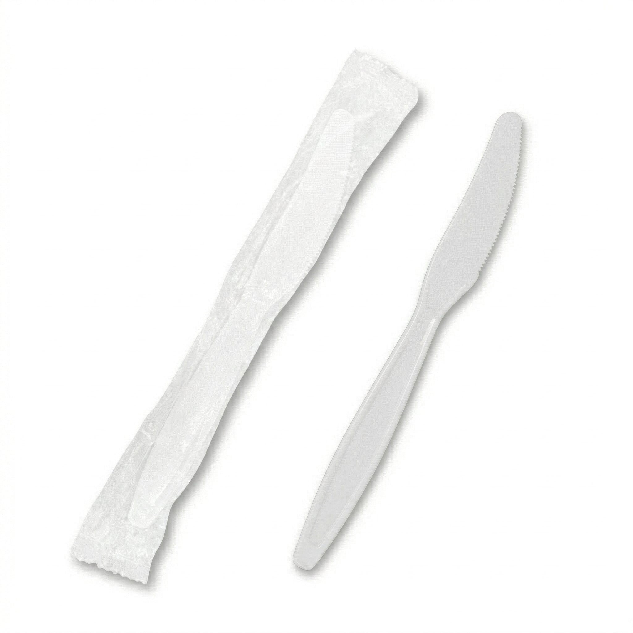 [1,000 ct] PS Plastic Heavy Weight Knives Wrapped, White