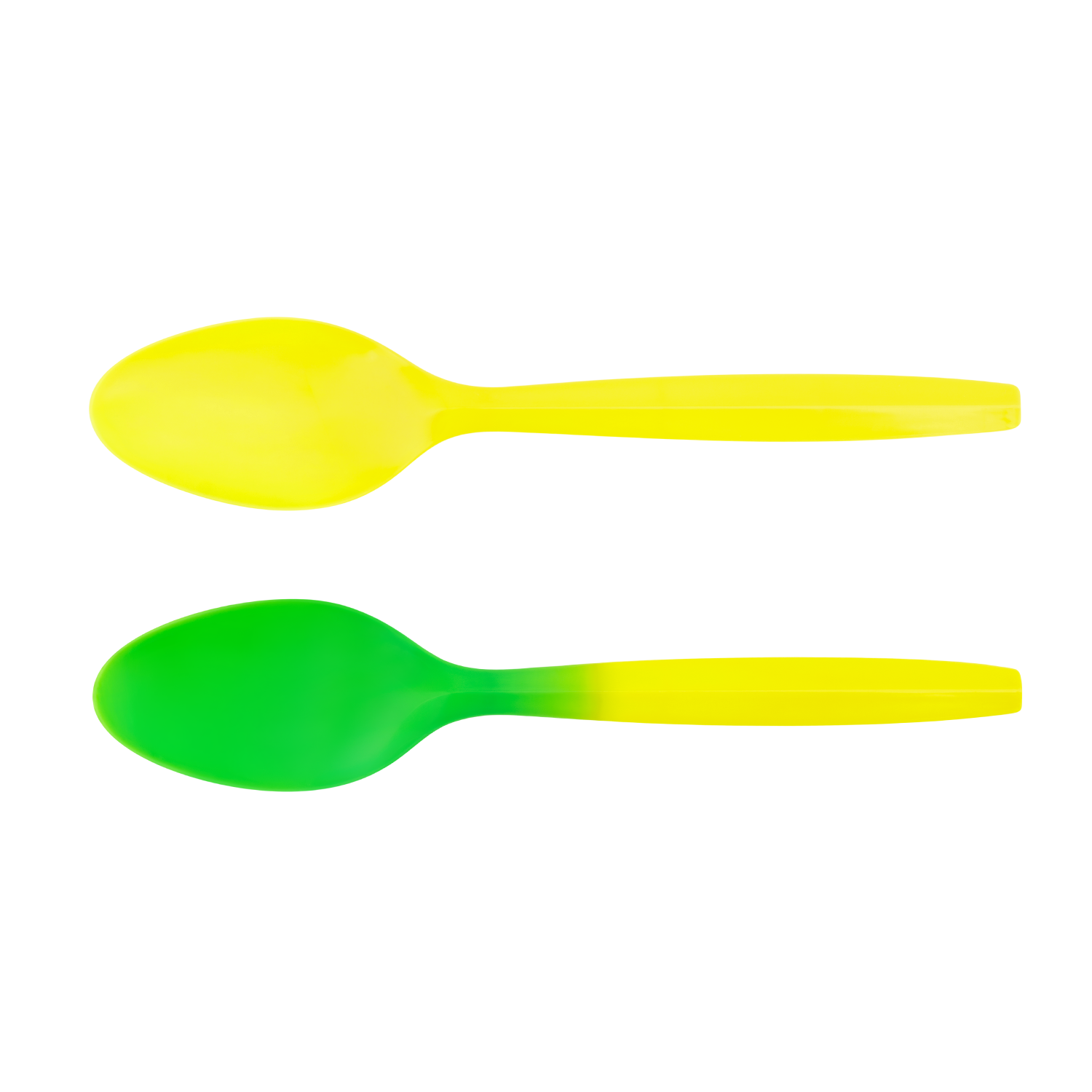 [1,000 ct] PP Plastic Medium Weight Color Changing Tea Spoons, Yellow to Green